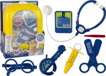 Set mjekësor lodër LeanToys Doctor, me shpinore, i verdhë