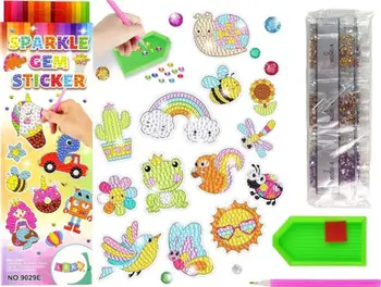 Set sticker diamant LeanToys Animals Garden Rainbow Mosaic, mozaik dekorativ, për fëmijë