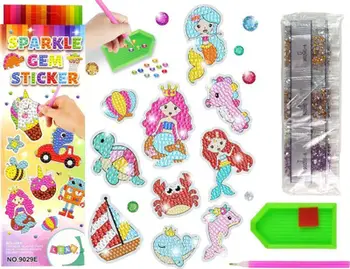 Set ngjitës mozaik LeanToys Diamond Embroidery, kafshë bota nënujore, për fëmijë 6+