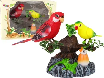 Lodër interaktive Leantoys Singing Moving Parrots On A Tree, papagaj muzikorë, me lëvizje, shumëngjyrëshe
