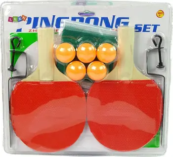 Set ping pong LeanToys, 2 paleta, rrjetë, 5 topa