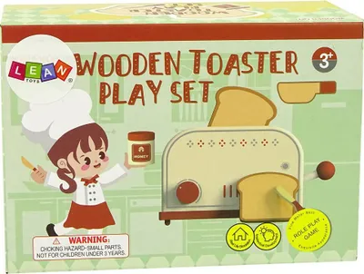 Lodër tostierë druri LeanToys, set mëngjesi, për fëmijë - 5