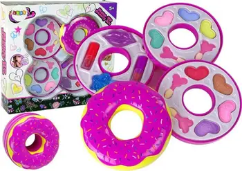 Set grim LeanToys Donut, paletë hijëzuesh dhe buzëkuq për fëmijë, rozë