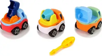 Lodër konstruktore LeanToys Set me 3 makina ndërtimi, me kaçavidë, shumëngjyrëshe