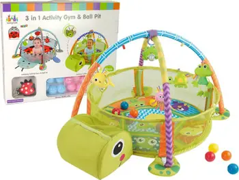 Tapet edukativ LeanToys Turtle, me topa, për foshnje, shumëngjyrësh