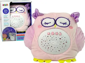 Lodër pelushi LeanToys Sweet Owl, me projektor yjesh, me melodi, shumëngjyrëshe