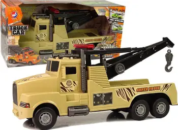 Kamion lodër LeanToys Tow Truck Roadside Assistance, shkalla 1:10, me litar tërheqës, kafe ushtarake