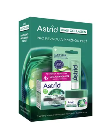 Set Astrid Multi Collagen, krem dite 50 ml + krem nate 50 ml + balsam për buzë 4.8 g