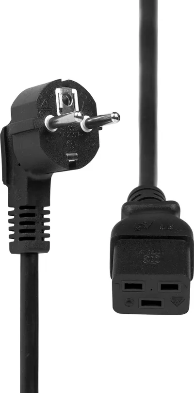 Kabllo rryme ProXtend Power Cord, Schuko me kënd në C19, 1m, e zezë - 2