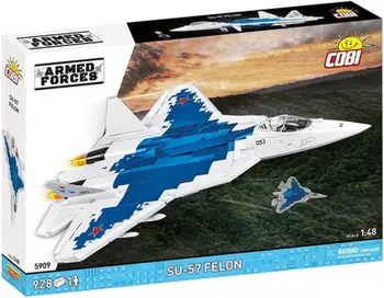 Set ndërtimi me blloqe COBI SU-57 Felon, model avion luftarak, shkalla 1:48, kamuflazh digjital