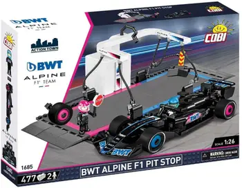 Set ndërtimi COBI BWT Alpine F1 Pit Stop, me figurina, lodër garash, shumengjyrësh