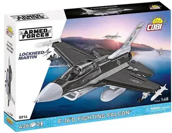 Set ndërtimi COBI Armed Forces SU-57 Felon dhe F-16D Fighting Falcon, model avionësh luftarakë, për koleksionistë, shumëngjyrësh