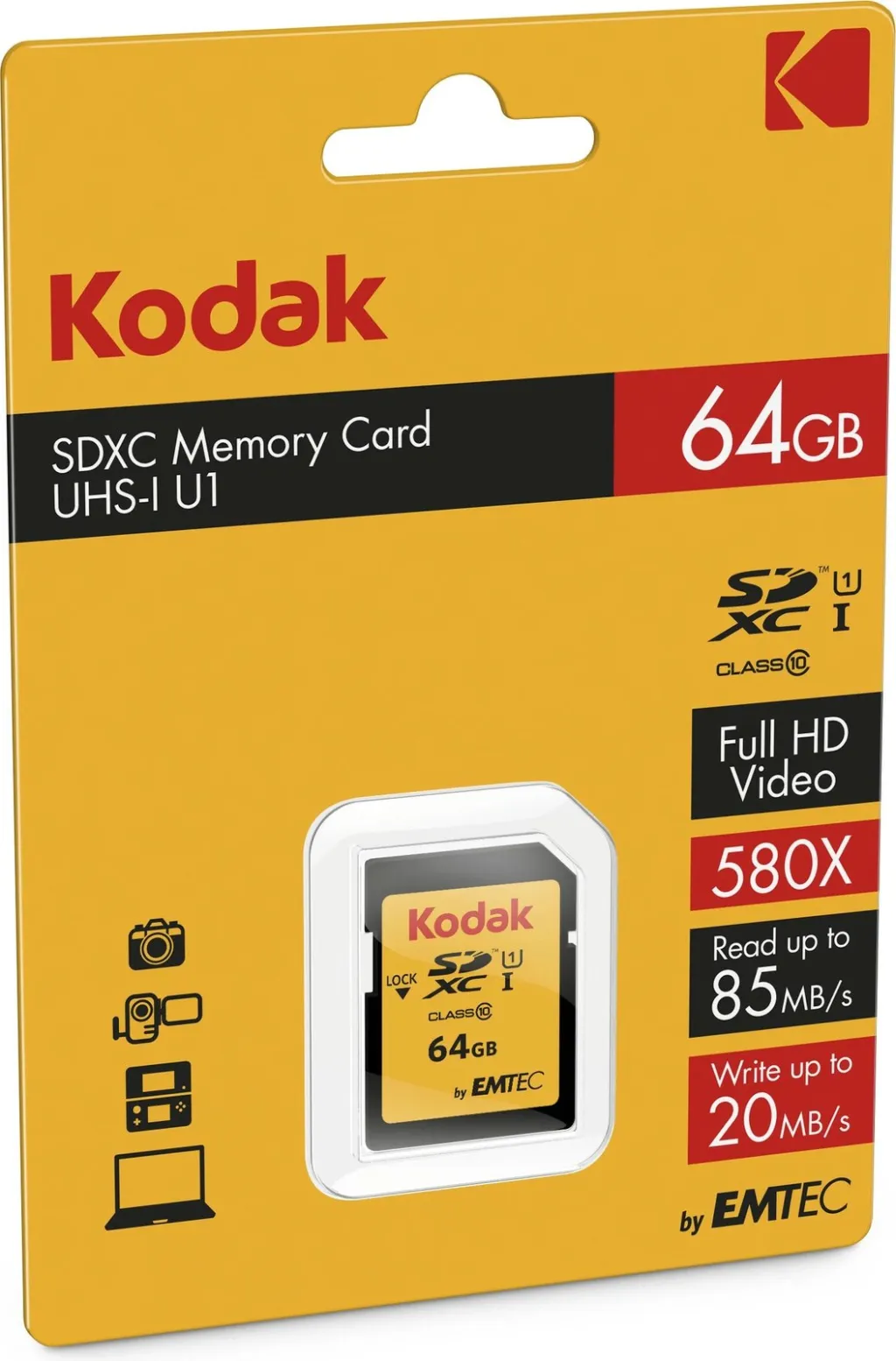 SDXC kartelë memorie Kodak 64GB Class 10 UHS-I e zezë - 2