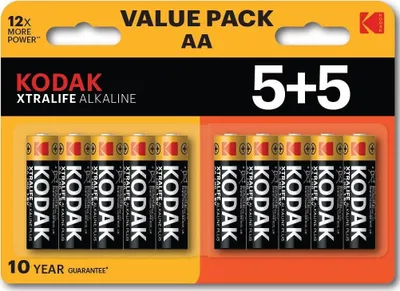 Bateri alkaline Kodak Xtralife AA R6, paketim 10 copë - 1