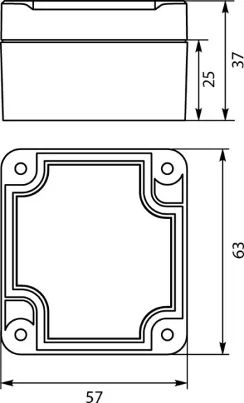 Kuti industriale hermetike Elektro-Plast, 63 x 57 x 37 mm, e hirtë