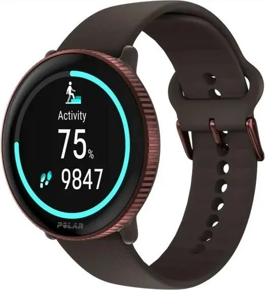 Smartwatch Polar Ignite 3 Titanium, rrip silikon/lëkurë, kafe - 2