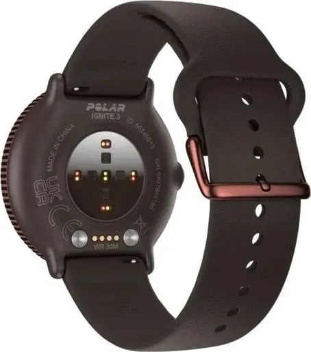 Smartwatch Polar Ignite 3 Titanium, rrip silikon/lëkurë, kafe - 3