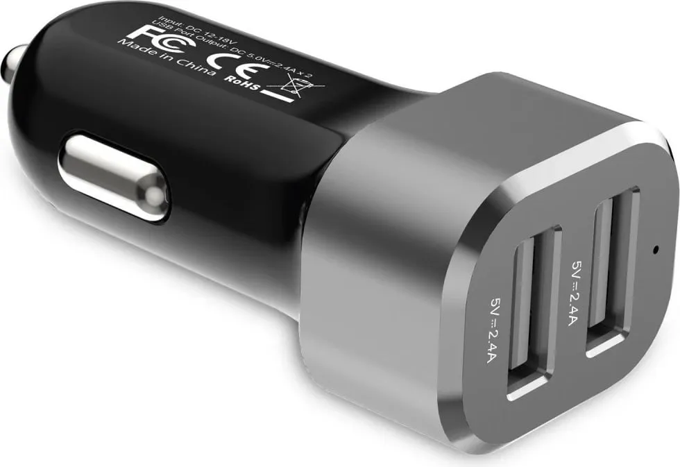 Karikues makinë Crong Power, 2x USB A 2.4A, 24W, argjent - 2