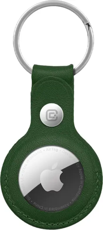 Mbajtëse çelësash Crong Leather Case me unazë, për Apple AirTag, lëkurë, jeshile