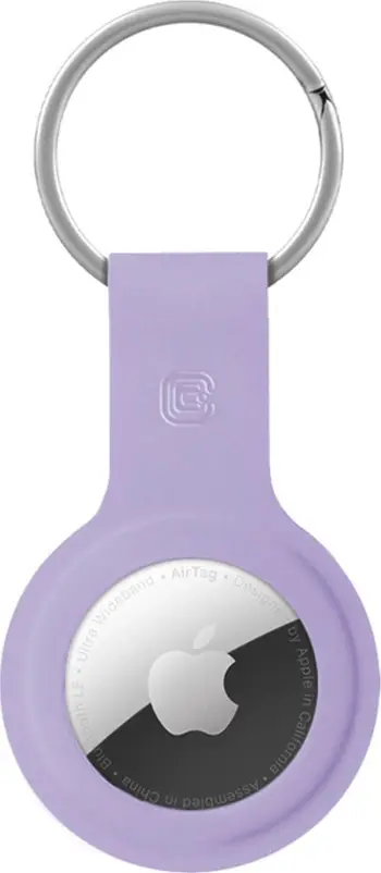 Mbajtëse çelësash Crong Keychain Silicone Case për Apple AirTag, silikon i lëngshëm, me unazë çelësash, vjollcë