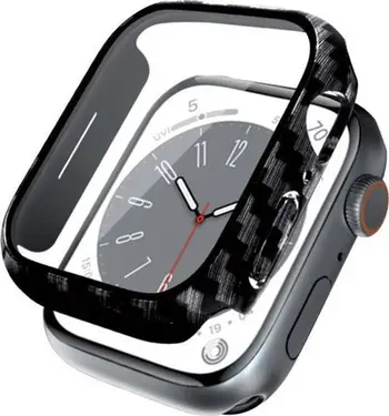 Mbrojtëse ore Crong Hybrid Case për Apple Watch 45mm, me xham të integruar, ngjyrë karbon