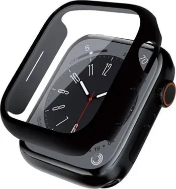 Mbulesë hibride për orë Crong, Apple Watch 45mm, me xham mbrojtës, e zezë