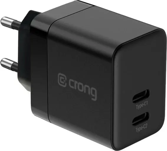 Karikues muri Crong Ultra Compact GaN 35W, 2x USB-C PD 3.0, i zi - 1