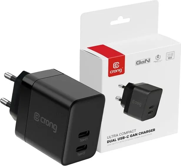 Karikues muri Crong Ultra Compact GaN 35W, 2x USB-C PD 3.0, i zi - 4