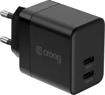 Karikues muri Crong Ultra Compact GaN 35W, 2x USB-C PD 3.0, i zi