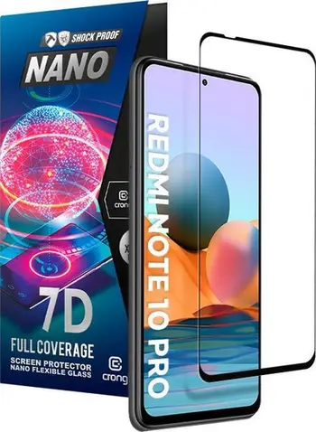 Xham mbrojtës Crong 7D Nano Flexible Glass për Xiaomi Redmi Note 10 5G, hibrid 9H, transparencë e lartë