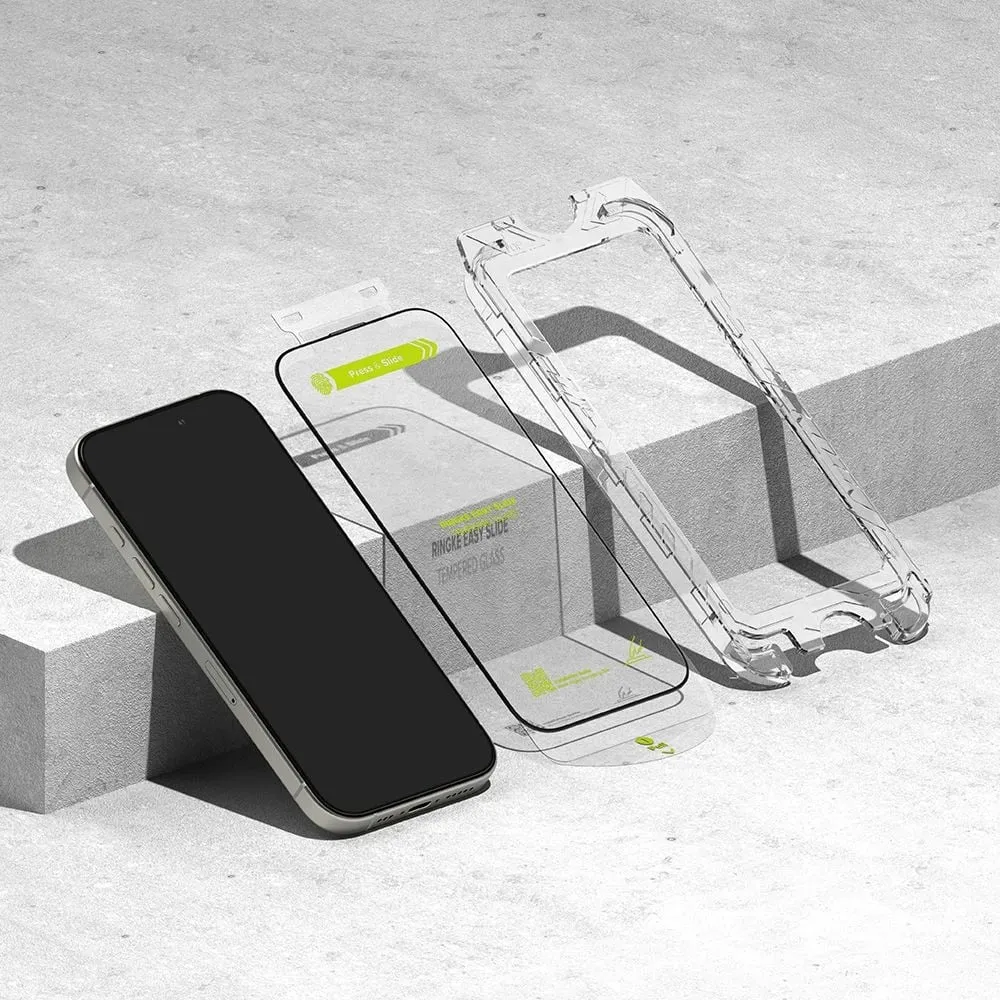 Xham mbrojtës për ekran, Ringke Easy Slide, për iPhone 16 Pro, 2-pack, Kornizë e zezë - 3