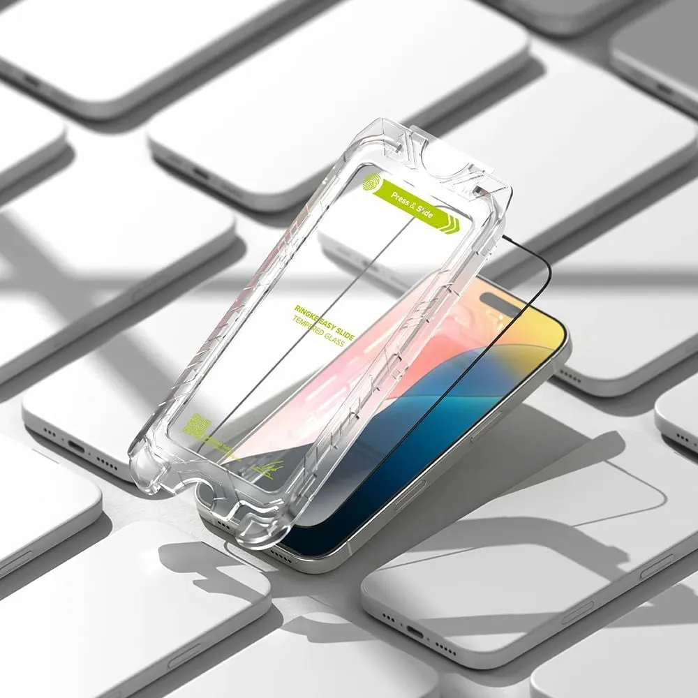 Xham mbrojtës për ekran, Ringke Easy Slide, për iPhone 16 Pro, 2-pack, Kornizë e zezë - 7