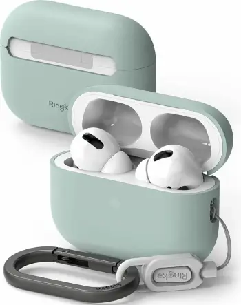 Mbështjellës Ringke për AirPods Pro/Pro 2, Silikon, i gjelbër, me karabiner