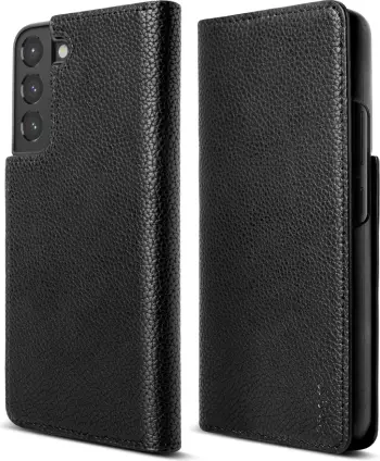 Mbështjellës Ringke Folio Signature për Samsung Galaxy S22+, lëkurë sintetike, e zezë