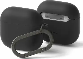 Mbështjellës silikoni Ringke për Apple AirPods 4, i zi, me karabinë