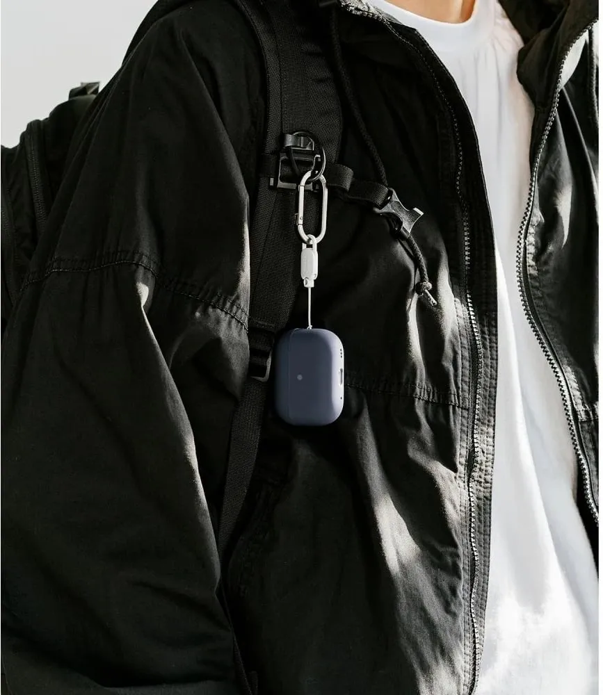Mbështjellës Ringke për AirPods Pro/Pro 2, Silikon, Blu e errët, me karabinë - 15