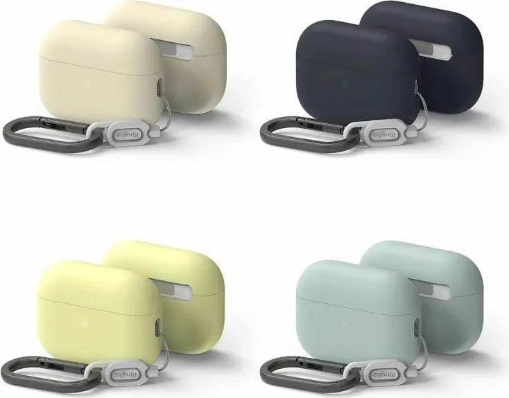 Mbështjellës Ringke për AirPods Pro/Pro 2, Silikon, Blu e errët, me karabinë - 3