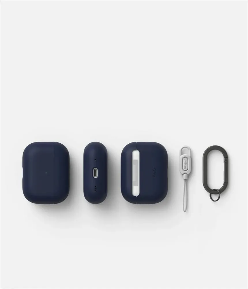 Mbështjellës Ringke për AirPods Pro/Pro 2, Silikon, Blu e errët, me karabinë - 4