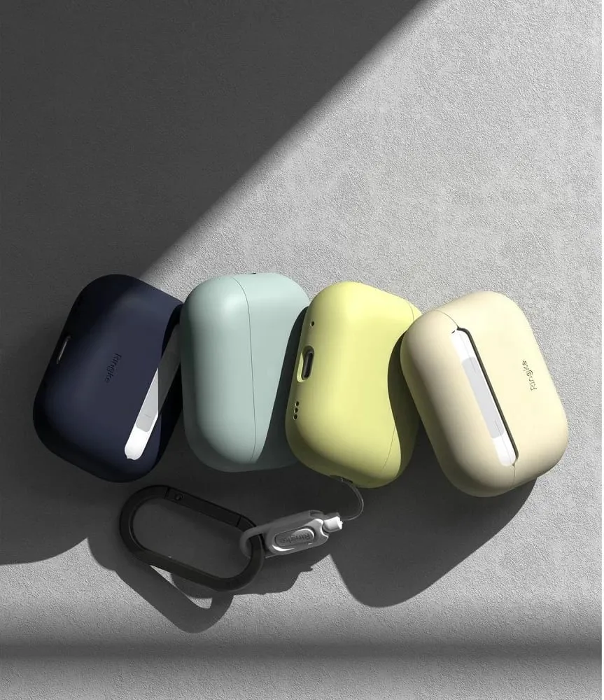 Mbështjellës Ringke për AirPods Pro/Pro 2, Silikon, Blu e errët, me karabinë - 7