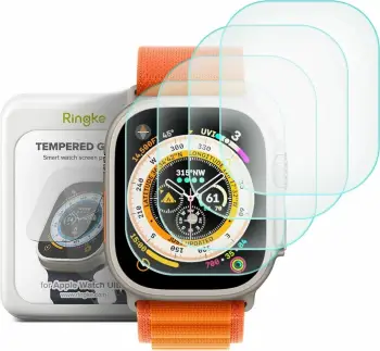 Xham mbrojtës Ringke për Apple Watch Ultra 49mm, xham i temperuar, 0.3mm, transparent