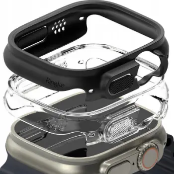 Mbështjellës Ringke Slim për Apple Watch Ultra 1/2 (49mm), 2 copë, Transparent dhe Mat Zi