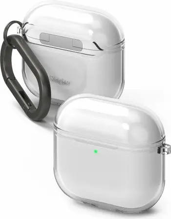 Mbështjellës Ringke Air për Apple AirPods 4, Transparent Glitter, me karabiner