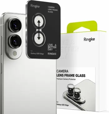 Mbrojtës xhami për kamerë Ringke për Samsung Galaxy S25 Edge, Transparent, 2 copë