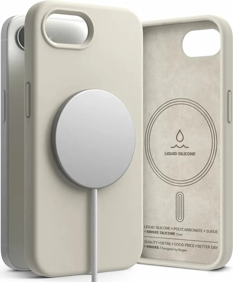 Mbështjellës Ringke Silicone MagSafe për iPhone 16e, Bezhe - 1