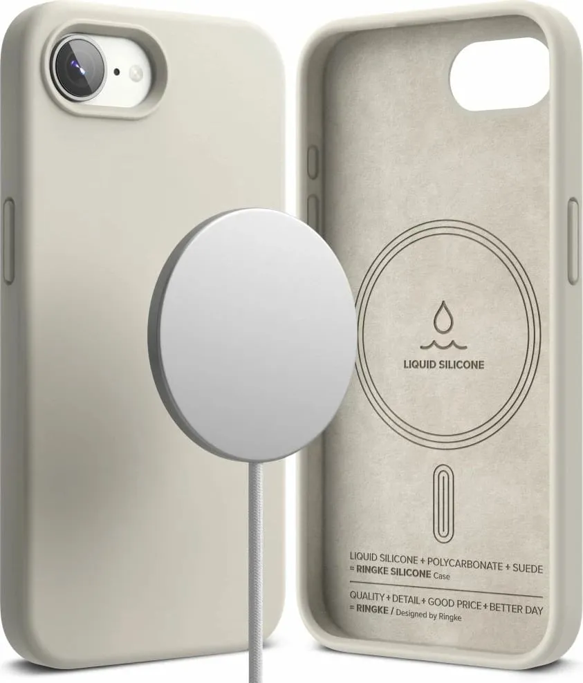 Mbështjellës Ringke Silicone MagSafe për iPhone 16e, Bezhe - 2