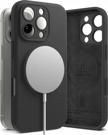 Mbështjellës Ringke Silicone MagSafe për iPhone 16 Pro Max, i zi