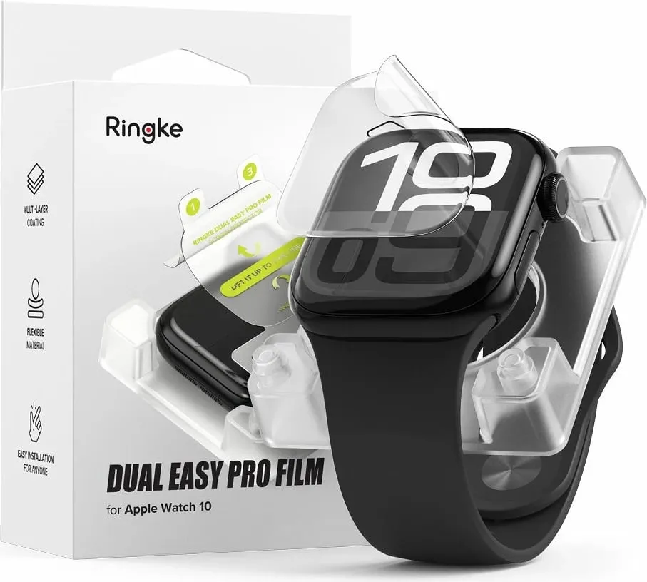 Folje mbrojtëse Ringke Dual Easy Pro për Apple Watch 10 46mm, Set 2 copë, Transparent - 1
