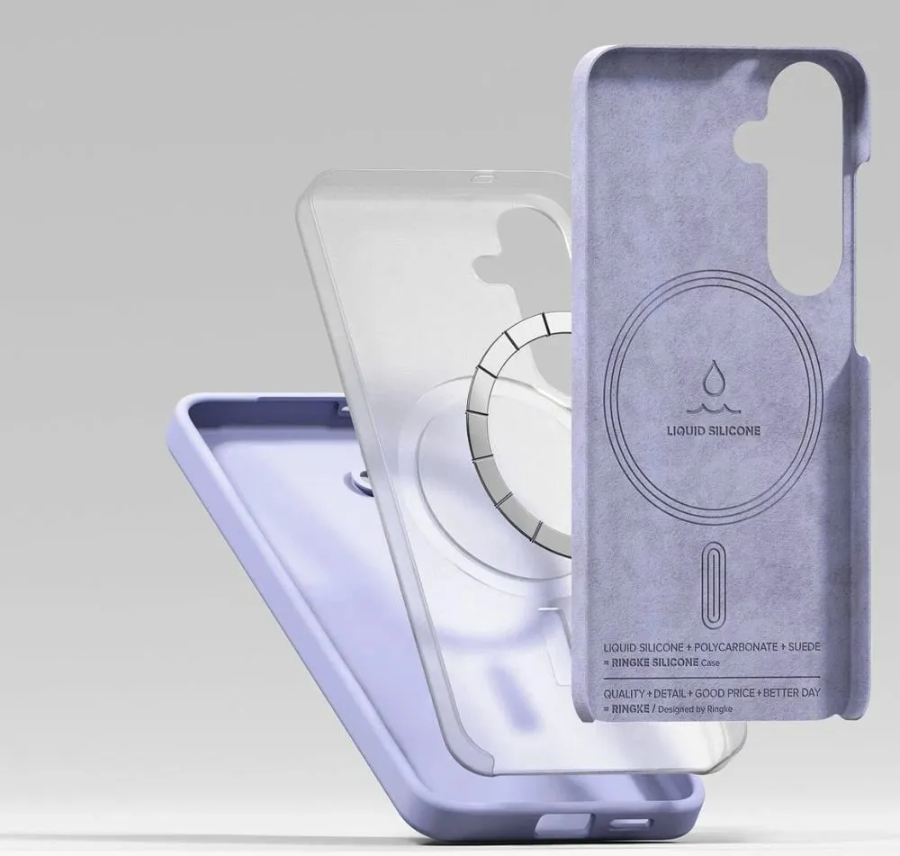 Mbështjellës Ringke Silicone MagSafe për Samsung Galaxy S25+, i zi - 5