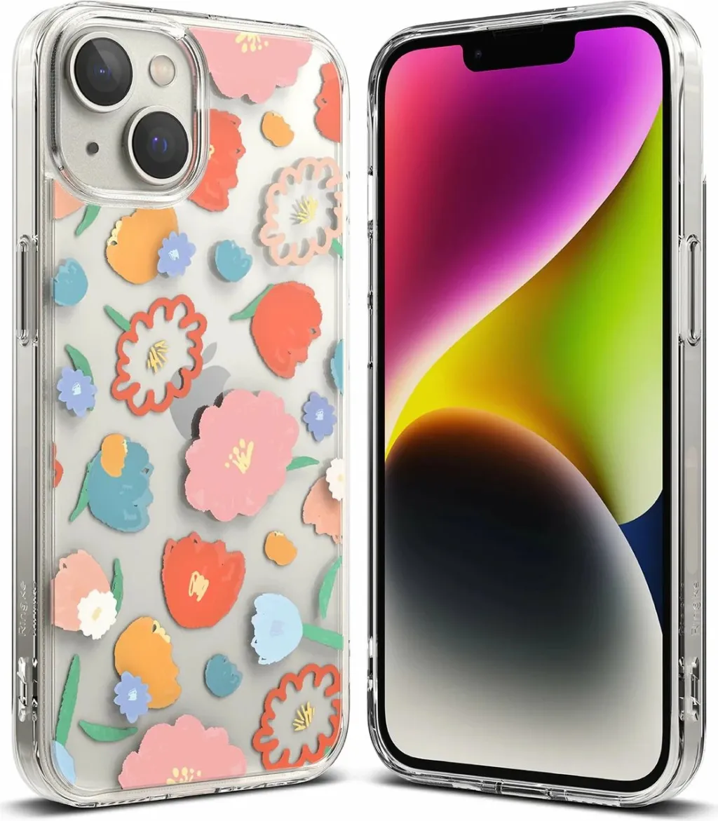 Mbështjellës Ringke Fusion Design për iPhone 14 Plus, transparent me lule - 1