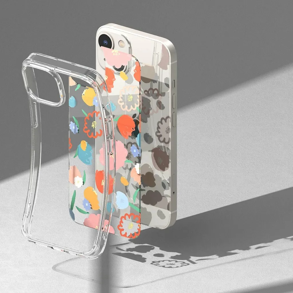 Mbështjellës Ringke Fusion Design për iPhone 14 Plus, transparent me lule - 11
